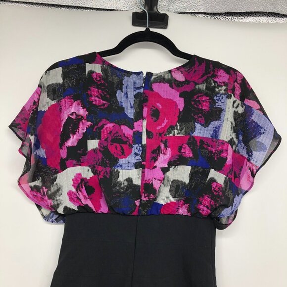 Nicole by Nicole Miller Black & Fuchsia Floral Mini Dress size 6 - Picture 6 of 15